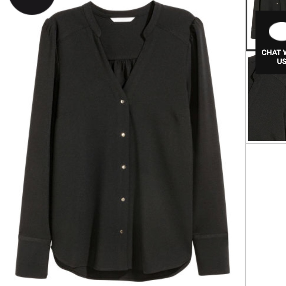 Black H&M Blouse with Gold Buttons